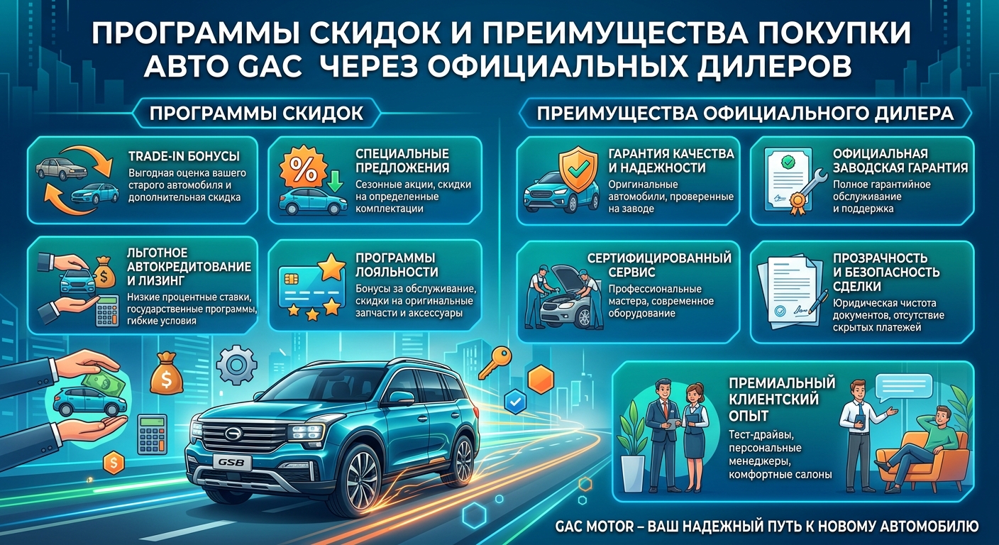 Программы скидок и преимущества покупки авто GAC через официальных дилеров