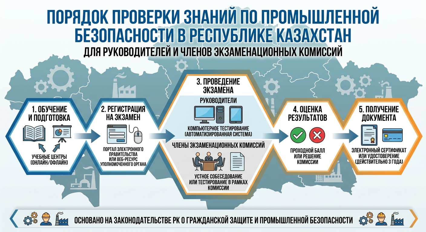 Порядок проверки знаний руководителей и экзаменационных комиссий по промышленной безопасности в Казахстане