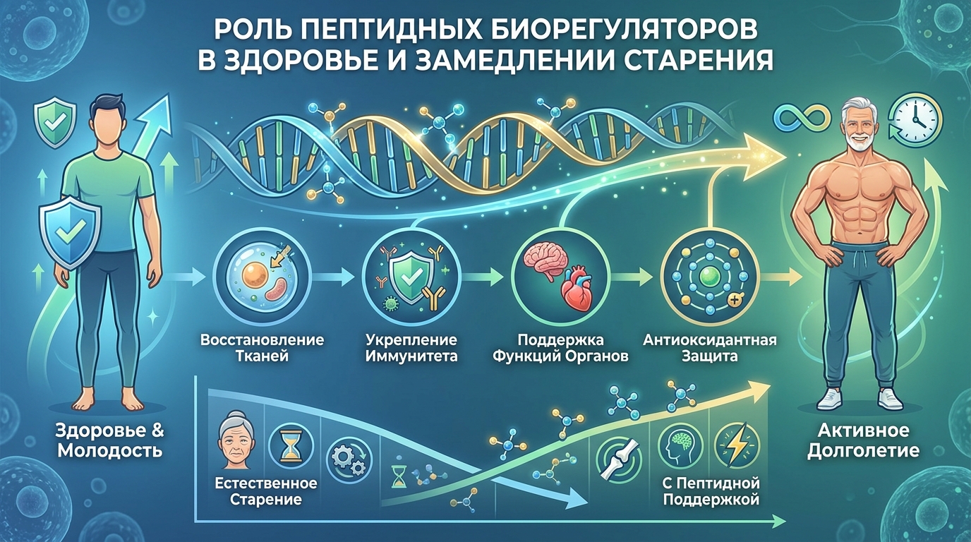 Роль пептидных биорегуляторов в поддержании здоровья и замедлении процессов старения
