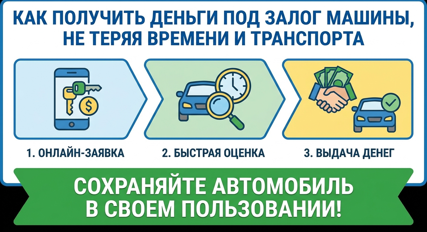 Как получить деньги под залог машины, не теряя времени и транспорта