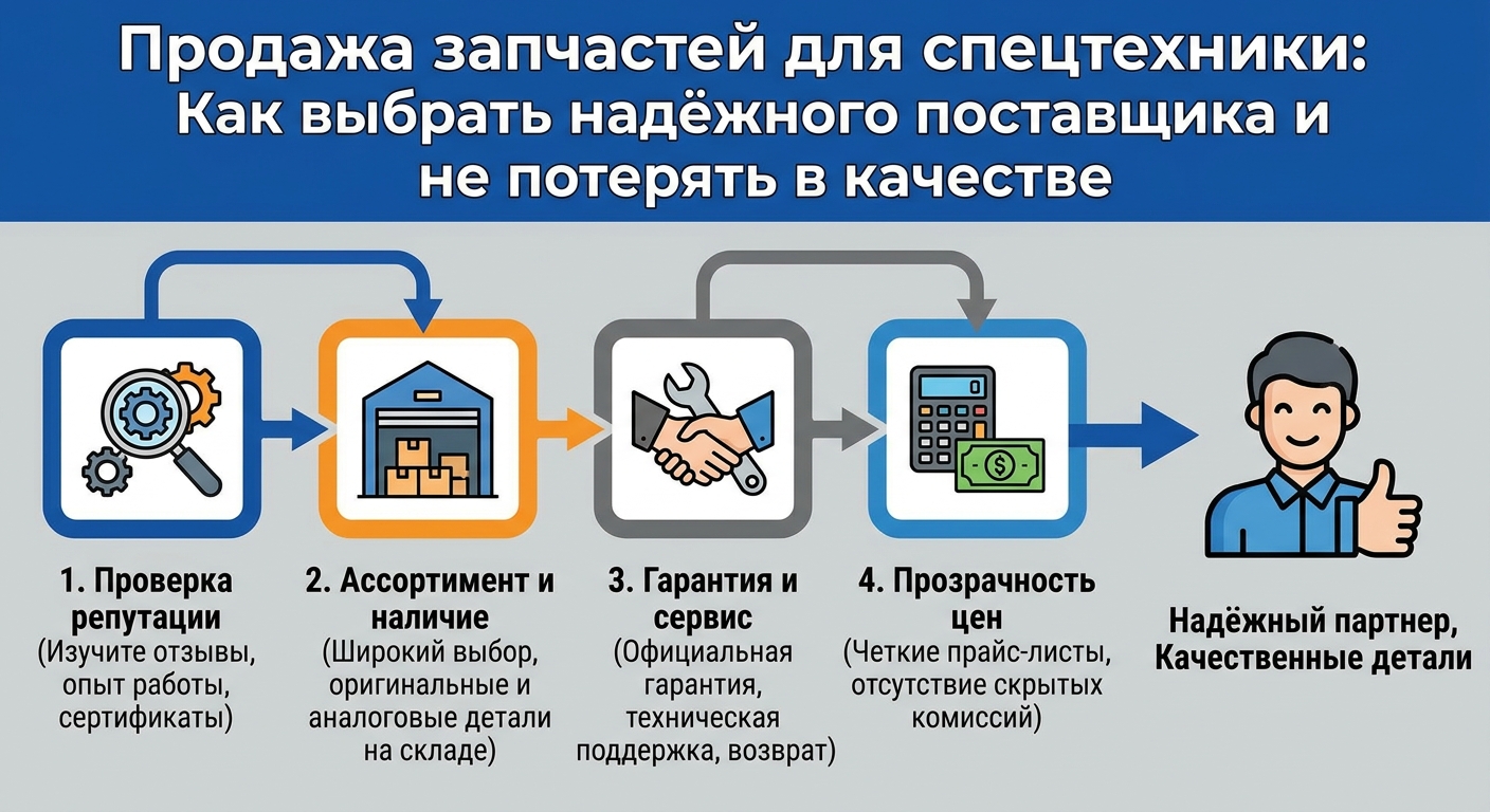 Продажа запчастей для спецтехники: как выбрать надёжного поставщика и не потерять в качестве