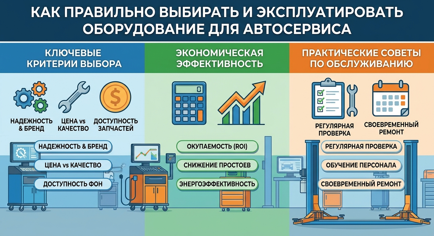 Как правильно выбирать и эксплуатировать оборудование для автосервиса: ключевые критерии, экономическая эффективность и практические советы по обслуживанию