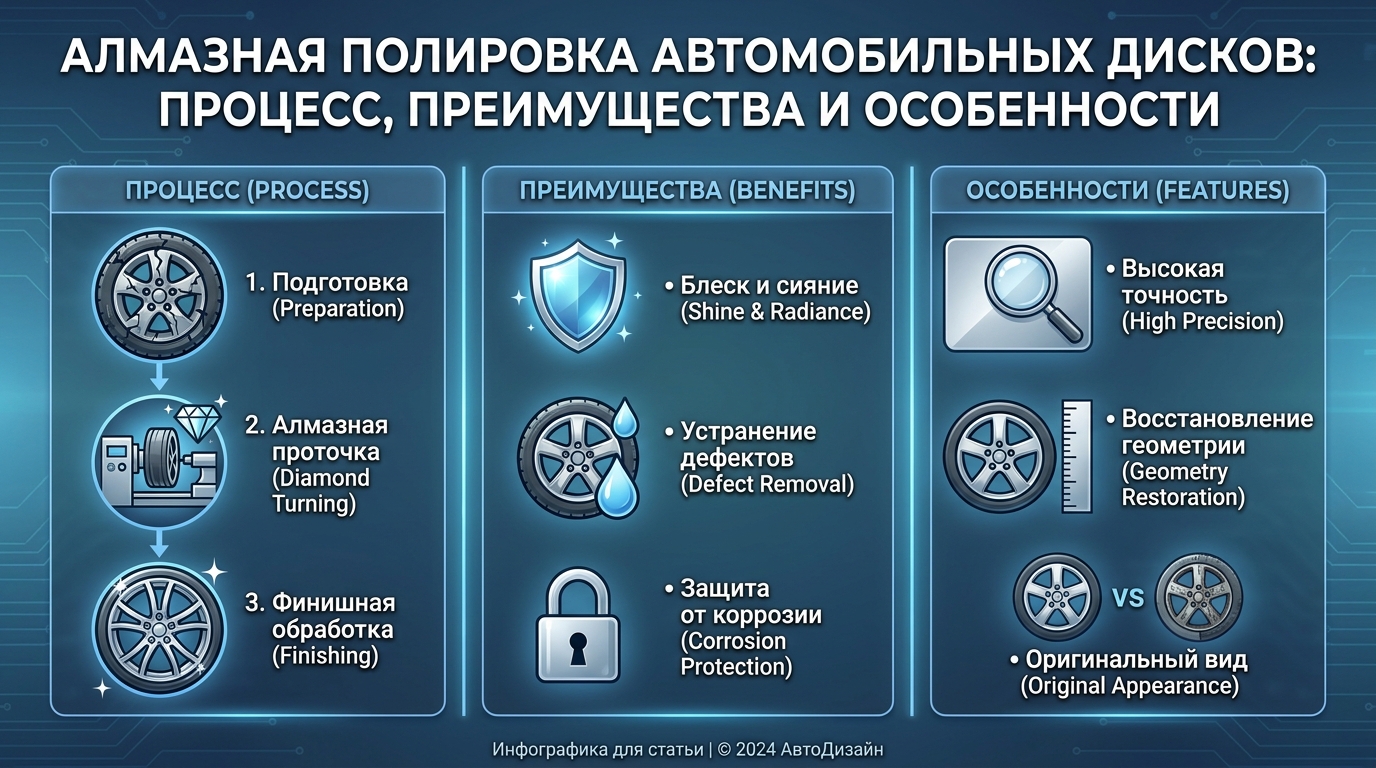 Алмазная полировка автомобильных дисков: процесс, преимущества и особенности
