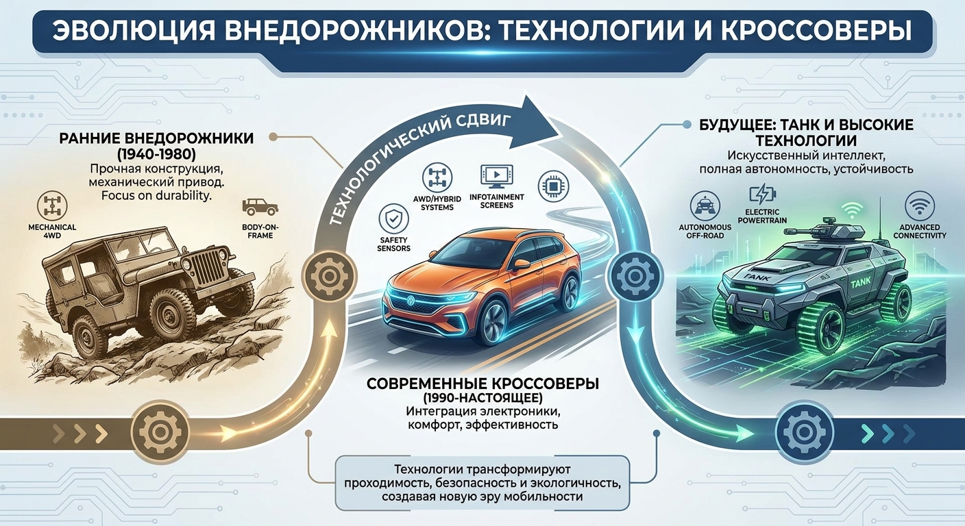 Эволюция внедорожников: как технологии меняют мир кроссоверов и Танк